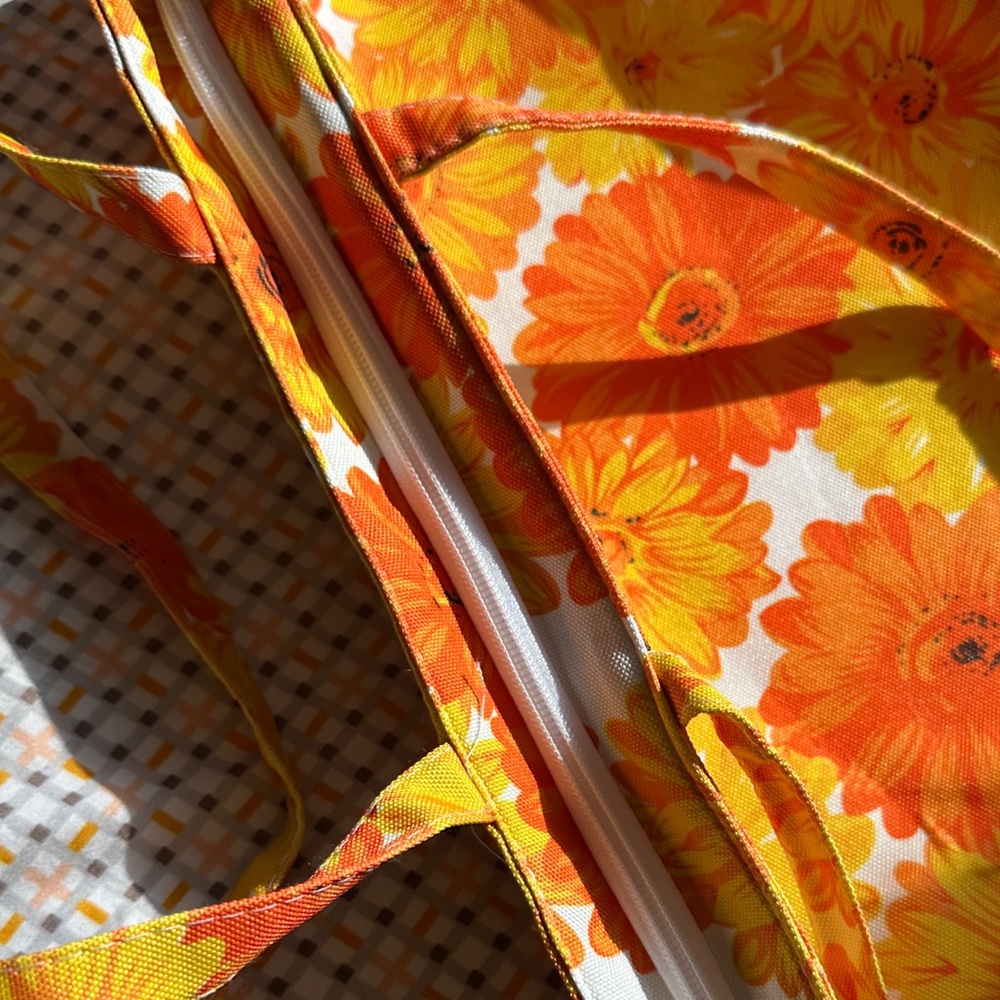Vibrant Floral Tote Bag - Orange and Yellow - Picture 4 of 7